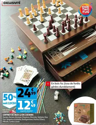 Auchan Coffret de Jeux 12 En 1 En Bois offre