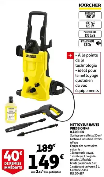 Auchan Nettoyeur Haute Pression K4 offre