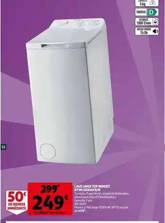 Auchan Lave Linge Top Indesit offre