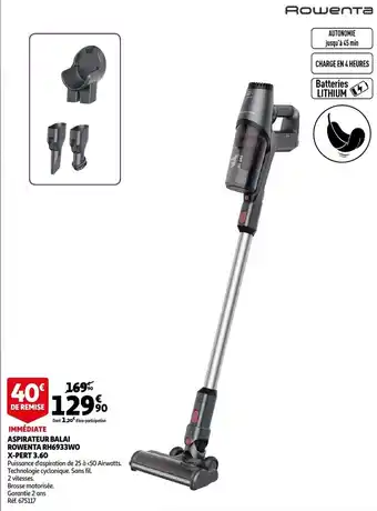 Auchan Aspirateur Balai Rowenta RH6933WO offre