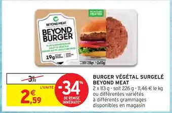 Intermarché BEYOND MEAT BURGER VÉGÉTAL SURGELÉ offre