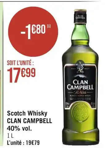 Casino Supermarchés CLAN CAMPBELL Scotch Whisky 40% vol offre