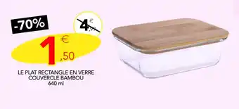 COOK'KEEN LE PLAT RECTANGLE EN VERRE COUVERCLE BAMBOU