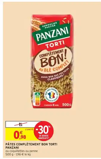 Intermarché PANZANI PÂTES COMPLÈTEMENT BON TORTI offre