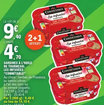 E.Leclerc SARDINES À L'HUILE DE TOURNESOL LES INFUSÉES "CONNÉTABLE" offre