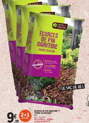 E.Leclerc ÉCORCES DE PIN MARITIME "TERRE AU NATUREL" 60 L offre