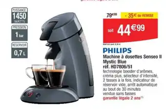 Cora x Carrefour Machine à dosettes Senseo II Mystic Blue réf. HD7806/51 offre