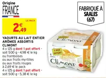 Intermarché Hyper YAOURTS AU LAIT ENTIER ARÔMES ASSORTIS CLIMONT offre