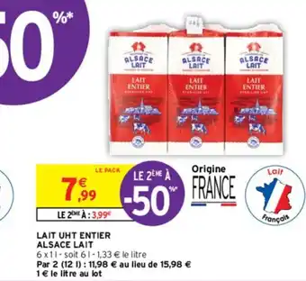 Intermarché Hyper LAIT UHT ENTIER ALSACE LAIT offre