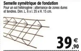 Semelle symétrique de fondation