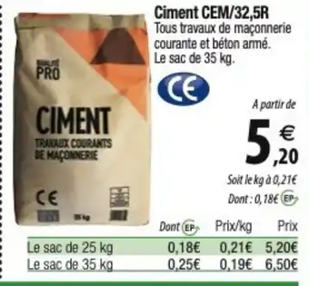 Tridôme Ciment CEM/32,5R offre