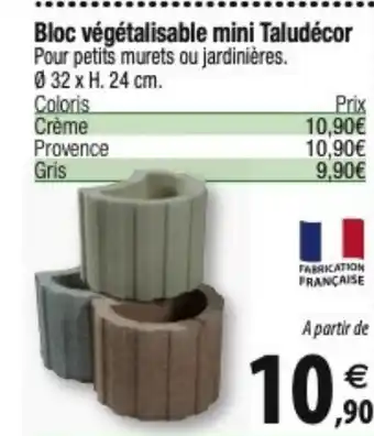 Tridôme Bloc végétalisable mini Taludécor Pour petits murets ou jardinières. offre