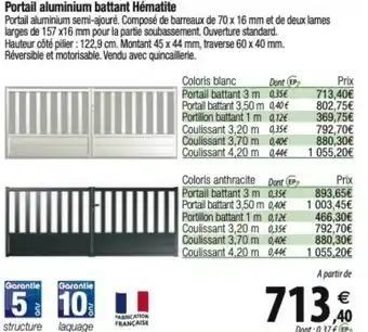 Tridôme Portail aluminium battant Hématite offre