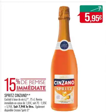 Match SPRITZ CINZANO offre