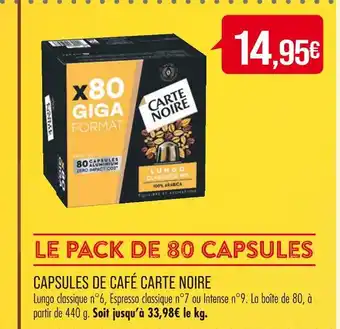Match CARTE NOIRE CAPSULES DE CAFÉ offre
