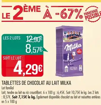Match MILKA TABLETTES DE CHOCOLAT AU LAIT offre