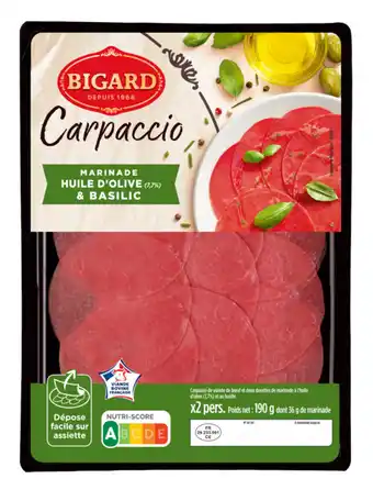 Carrefour Carpaccio huile d'olive et basilic BIGARD offre