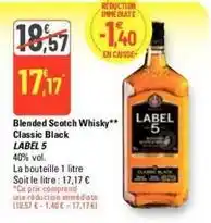 G20 Label 5 - blended scotch whisky classic black offre