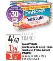 G20 Danone - yaourt velouté aux bons fruits mixés fraise, framboise, pêche, abricot offre