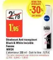 G20 Nivea - déodorant anti-transpirant black & white invisible offre