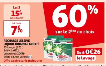 Auchan Supermarché ARIEL RECHARGE LESSIVE LIQUIDE ORIGINAL(2) offre