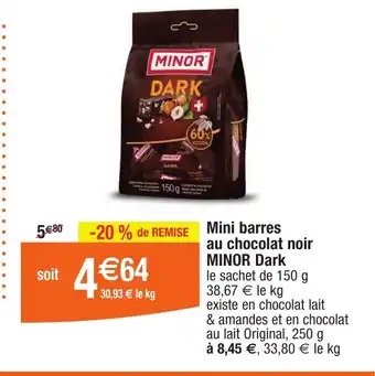 Migros Mini barres au chocolat noir MINOR Dark offre