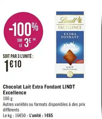 Chocolat Lait Extra Fondant Lindt