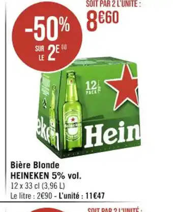 Hyper Casino Bière Blonde HEINEKEN 5% vol. offre