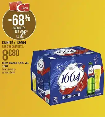 Casino Supermarchés Bière Blonde 5,5% vol. 1664 offre
