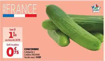 Auchan Supermarché Concombre offre
