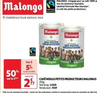 Auchan Supermarché Malongo - café moulu petits producteurs offre
