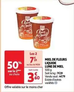 Auchan Supermarché Lune de miel - miel de fleurs liquide offre