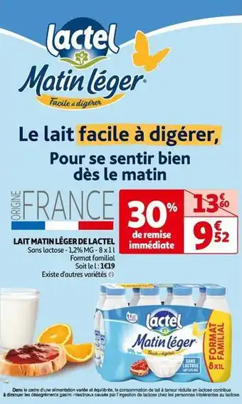 Auchan Lactel - lait matin léger offre