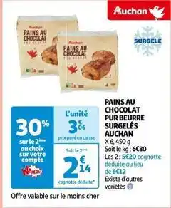 Auchan Auchan - pains au chocolat pur beurre surgelés offre