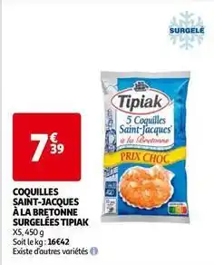 Auchan Tipiak - coquilles saint-jacques à la bretonne surgelées offre