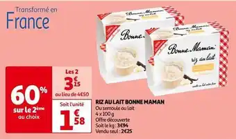 Auchan Bonne maman - riz au lait offre