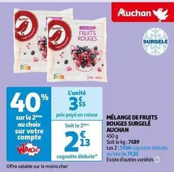 Auchan Auchan - mélange de fruits rouges surgelé offre