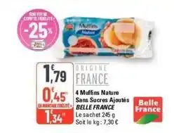 G20 Belle france - 4 muffins nature sans sucres ajoutés offre