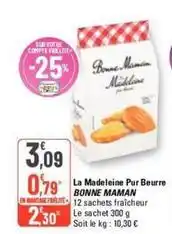 G20 Bonne maman - la madeleine pur beurre offre