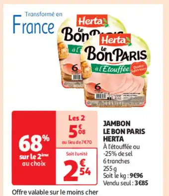 Auchan JAMBON LE BON PARIS HERTA offre