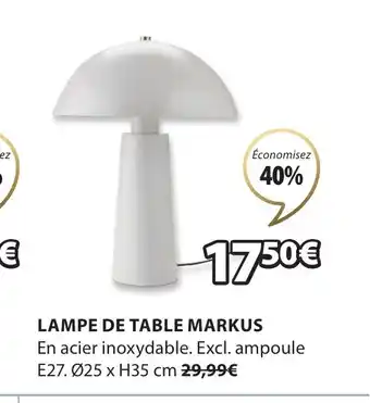 JYSK LAMPE DE TABLE MARKUS offre