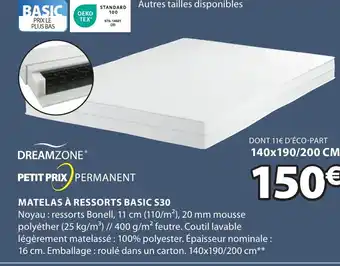 JYSK MATELAS À RESSORTS BASIC S30 offre