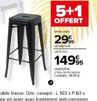 Carrefour Tabouret haut metal noir offre