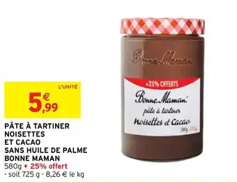 Intermarché Hyper PÂTE À TARTINER NOISETTES ET CACAO SANS HUILE DE PALME BONNE MAMAN offre