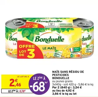 Intermarché Hyper MAÏS SANS RÉSIDU DE PESTICIDES BONDUELLE offre