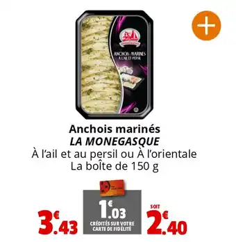 Coccinelle Express Anchois marinés LA MONEGASQUE offre