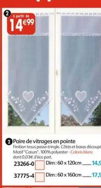 Maximo Paire de vitrages en pointe offre