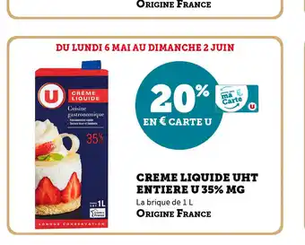 U Express CREME LIQUIDE UHT ENTIERE U 35% MG offre