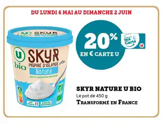 U Express SKYR NATURE U BIO Le pot de 450 g offre