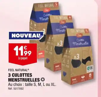 ALDI FEEL NATURAL 3 CULOTTES MENSTRUELLES offre